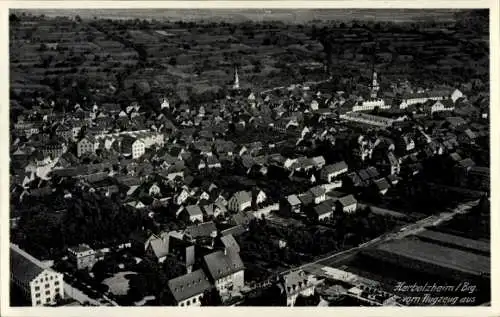 Ak Herbolzheim im Breisgau Schwarzwald, Herbolzheim vom Flugzeug aus