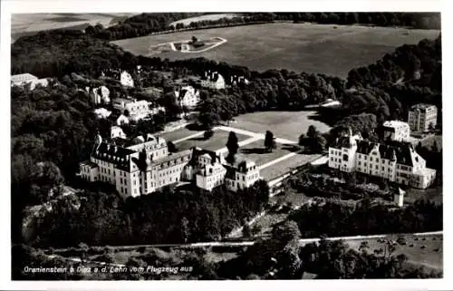 Ak Diez an der Lahn, Schloss Oranienstein, Oranienstein b. Diez a. d. Lahn vom Flugzeug aus