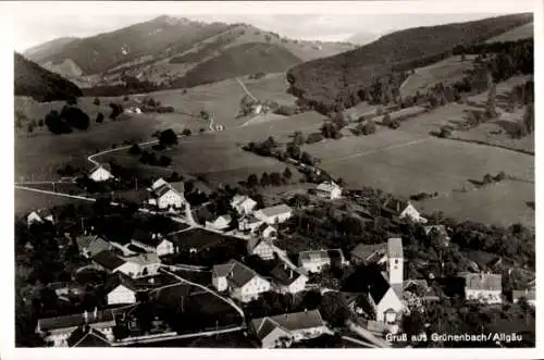 Ak Grünenbach im Allgäu Schwaben, Fliegeraufnahme