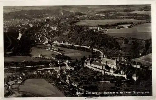 Ak Comburg Schwäbisch Hall in Württemberg, Schloss, Steinbach, Hall, Fliegeraufnahme