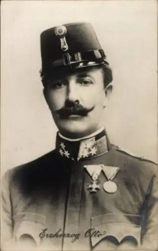 Ak Erzherzog Otto, Portrait in Uniform, Orden