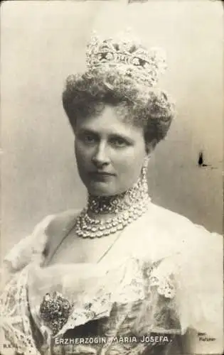 Ak Erzherzogin Maria Josefa von Sachsen, Portrait, Krone, Halskette, Schmuck