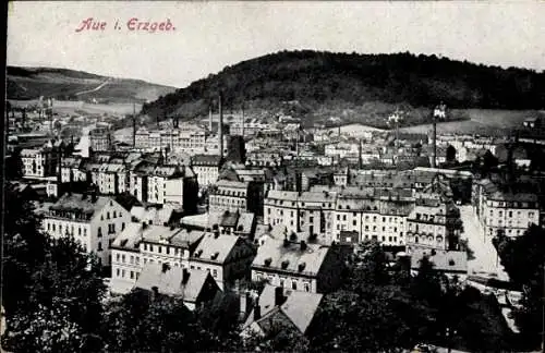 Ak Aue im Erzgebirge Sachsen, Stadtpanorama, Schornsteine