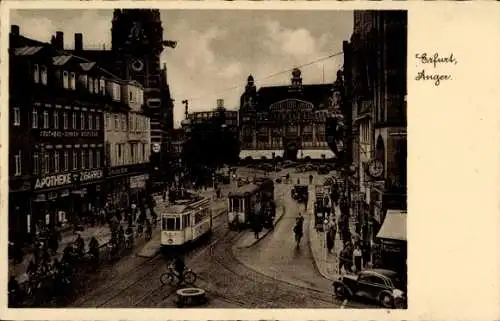 Ak Erfurt in Thüringen, Anger, Straßenbahnen, Apotheke