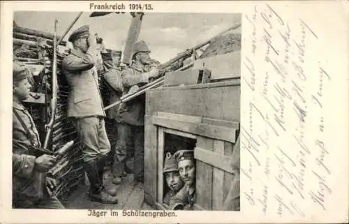 Ak Frankreich 1914/1915, Jäger im Schützengraben