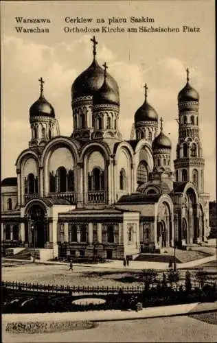 Ak Warszawa Warschau Polen, Orthodoxe Kirche am Sächsischen Platz