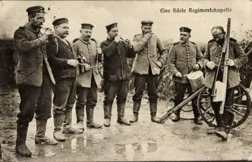 Ak Eine fidele Regimentskapelle, Deutsche Soldaten in Uniformen, I. WK