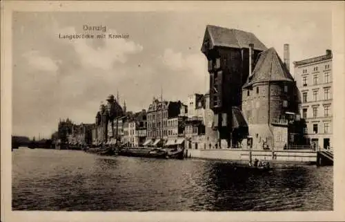 Ak Gdańsk Danzig, Langebrücke, Krantor