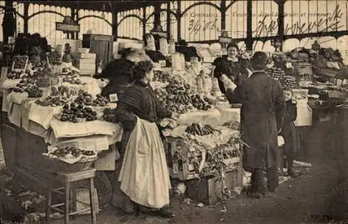 Ak Markt, Marktszene, Marktstände, Händler, Früchte