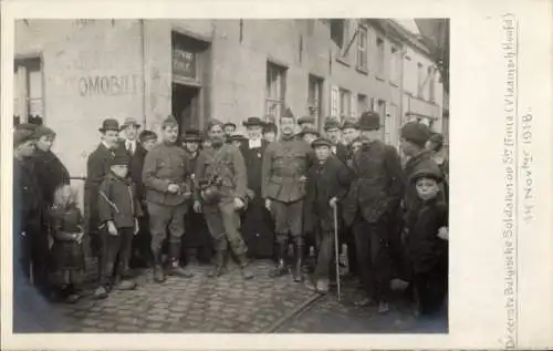 Ak Eerste Belgische Soldaten op St. Anna, Vlaamsch Hoofd, 1918