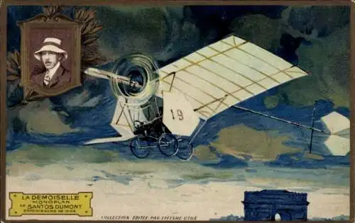 Präge Ak Aviation, Eindecker La Demoiselle von Santos Dumont, Experimente aus dem Jahr 1909