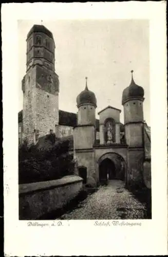 Ak Dillingen im Saarland, Schloss, Westeingang