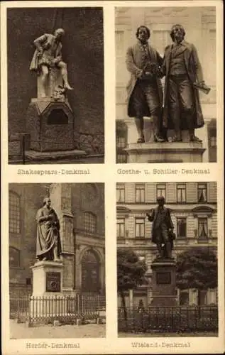 Ak Weimar in Thüringen, Shakespeare-Denkmal, Goethe- und Schiller Denkmal