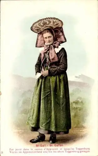 Ak St. Gallen Schweiz, Frau in Volkstracht