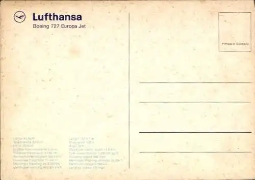 Ak Deutsches Passagierflugzeug, Lufthansa, Boeing 727 Europa Jet