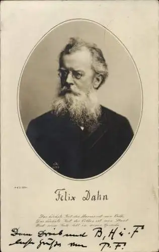 Ak Schriftsteller Felix Dahn, Portrait