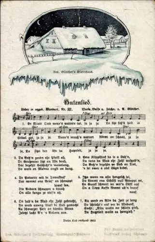 Lied Ak Günther, Anton, Butznlied, Elternhaus im Winter, Erzgebirgische Mundart Nr 22