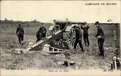 Ak Campagne de 1914-1916, Pièce de 155 long, un canon