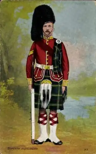 Ak Schottischer Soldat in Uniform, Schottische Tracht