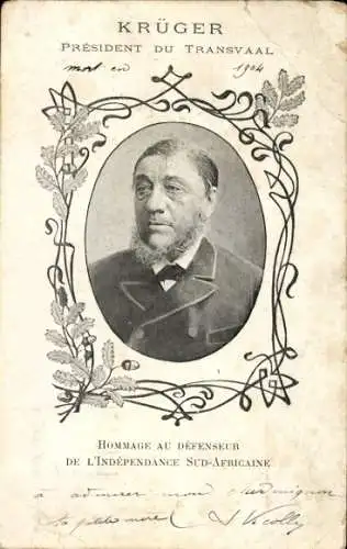 Ak Südafrika, Präsident Paul Kruger, Portrait