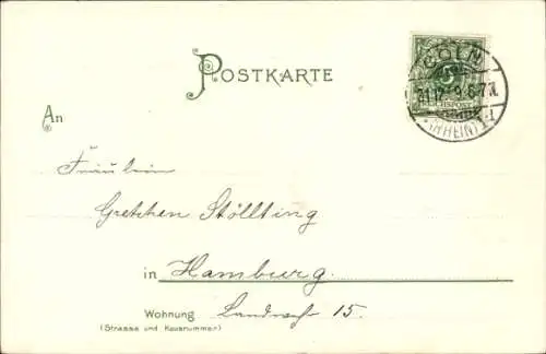 Litho Glückwunsch Neujahr, Jahreszahl 1900