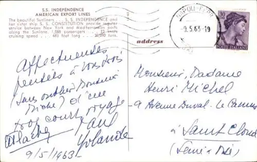 Ak Dampfschiff SS Independence, American Export Lines