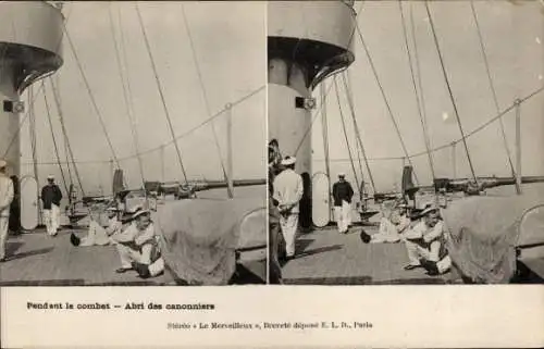 Stereo Ak Französische Seeleute, Kriegsschiff