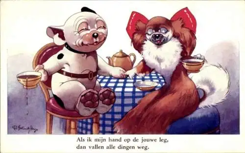 Künstler Ak Studdy, George E., Bonzo the Dog, Als ik mijn hand op de jouwe leg