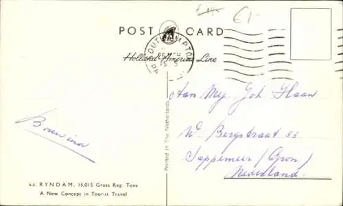 Ak Schiff Ryndam, Holland-America Line
