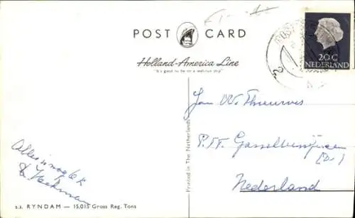 Ak Schiff Ryndam, Holland-America Line
