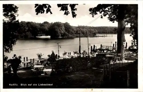 Ak Nedlitz Potsdam in Brandenburg, Blick auf die Liebesinsel, Parkrestaurant, E. Lange