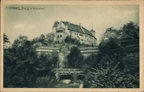 Ak Nürnberg in Mittelfranken, Burg von Westen