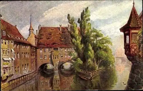 Künstler Ak Nürnberg in Mittelfranken, Museumsbrücke