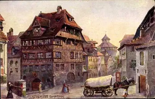 Künstler Ak Sollmann, Nürnberg Mittelfranken, Albrecht Dürer Haus, Kutsche