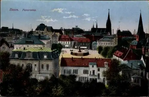 Ak Essen im Ruhrgebiet, Panorama , Denkmal, Kirchturm