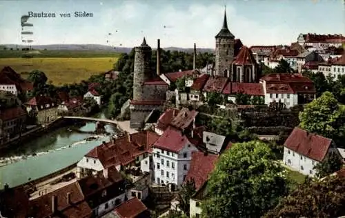 Ak Bautzen in der Oberlausitz, Stadtbild von Süden