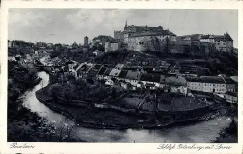 Ak Bautzen in der Oberlausitz, Burg Ortenburg mit Spree, Häuser, Fluss