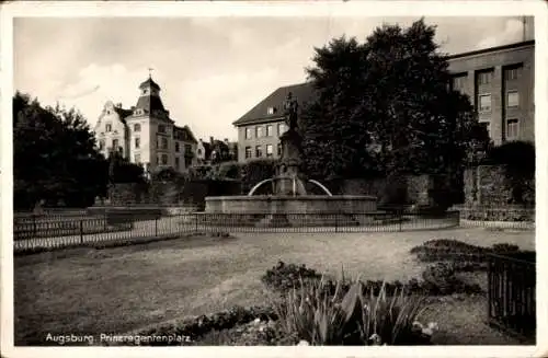 Ak Augsburg in Schwaben, Prinzregentenplatz, Brunnen