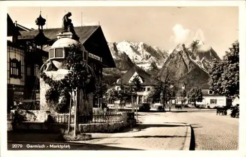 Ak Garmisch Partenkirchen in Oberbayern, Marktplatz