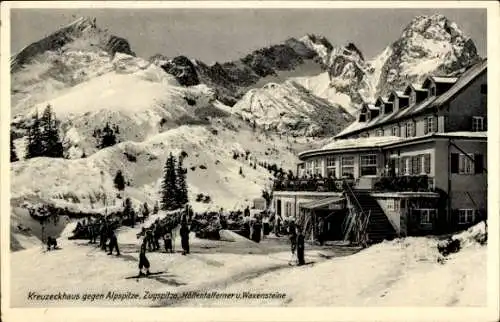 Ak Garmisch Partenkirchen, Blick auf das Kreuzeckhaus, Winter