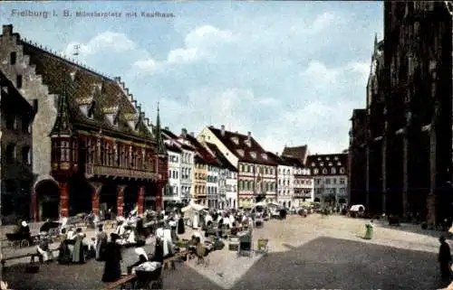 Ak Freiburg im Breisgau, Münsterplatz mit Kaufhaus