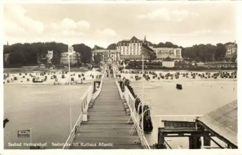 Ak Ostseebad Heringsdorf auf Usedom, Seebrücke, Kurhaus Atlantic