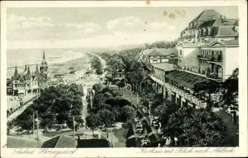 Ak Ostseebad Heringsdorf auf Usedom, Kurhaus, Blick nach Ahlbeck