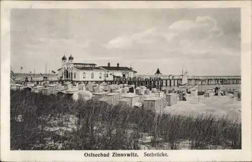 Ak Ostseebad Zinnowitz auf Usedom, Seebrücke