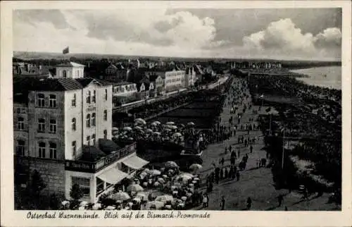 Ak Ostseebad Warnemünde Rostock, Bismarck Promenade