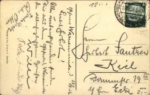 Ak Rostock Warnemünde, an der Mole bei Sturm