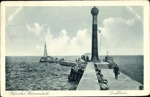 Ak Ostseebad Warnemünde Rostock, Leuchtturm