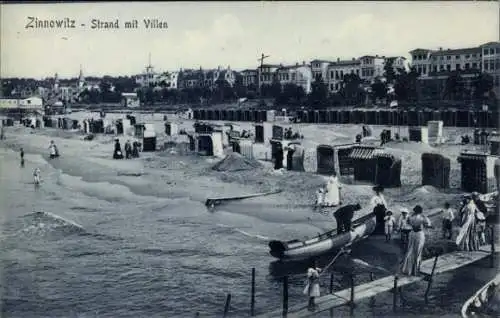 Ak Ostseebad Zinnowitz auf Usedom, Strand mit Villen