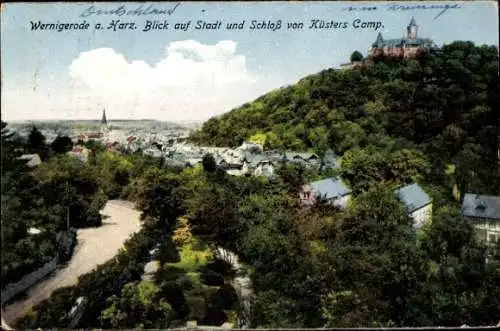 Ak Wernigerode im Harz, Gesamtansicht und  Schloss von Küsters Camp