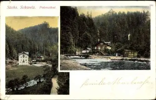 Ak Hohnstein Sächsische Schweiz, Bockmühle im Polenztal